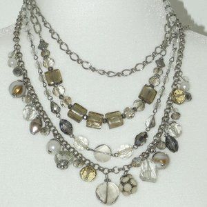 Vintage White House Black Market Four Strand Necklace Crystals Murano Glass 18.5